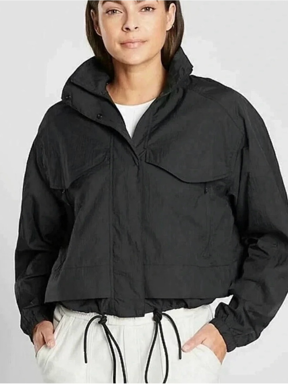 Athleta Black Cropped Utility Jacket